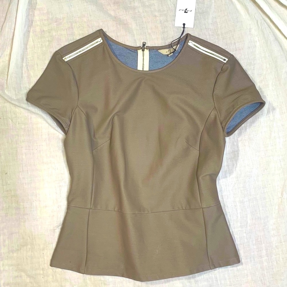 7 For All Mankind Faux Leather Peplum Top